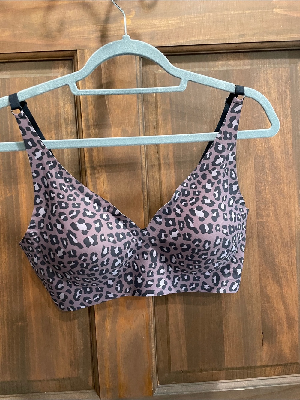 NWOT Soft Leopard-Print Wireless Bra - Mauve